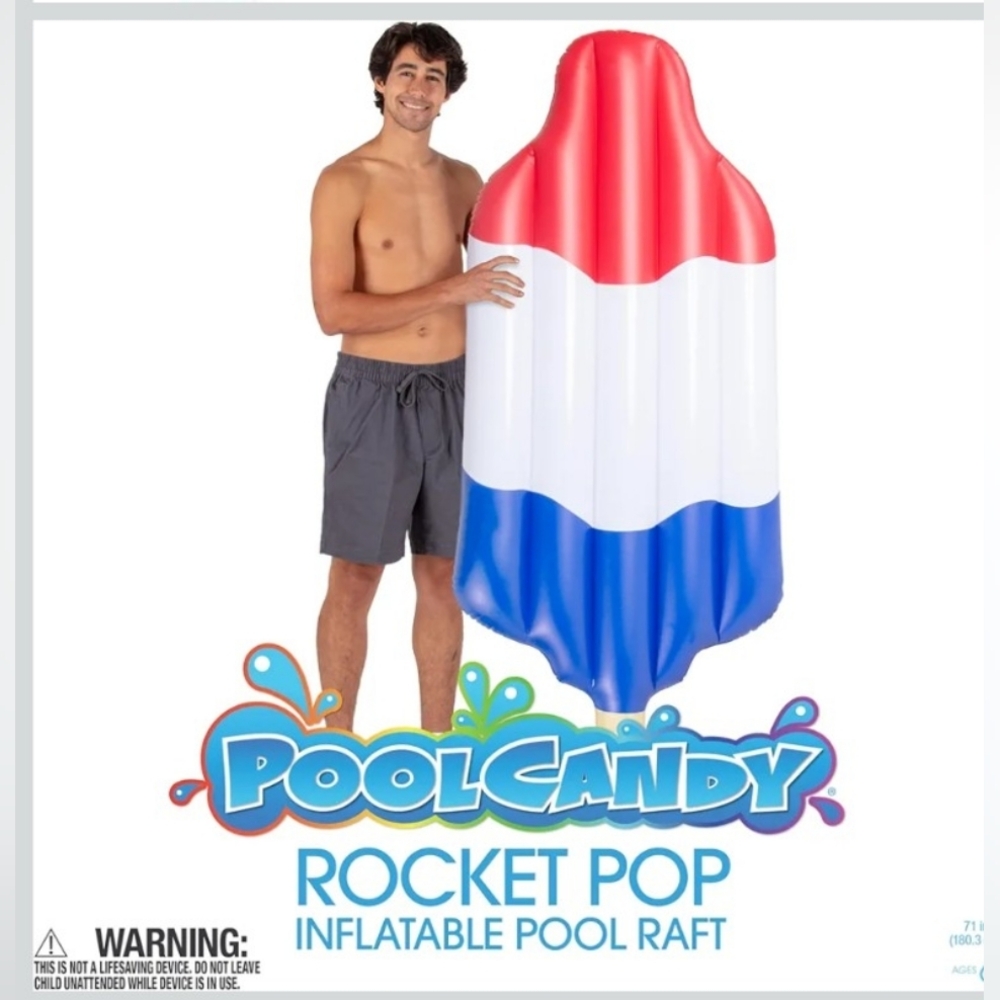 PoolCandy Rocket Pop Inflatable Pool Raft Iconic Fun Summer Toys Adventures - Picture 2 of 6